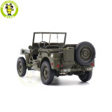 1/18 WELLY 1/4 Ton US ARMY WILLYS JEEP TOP DOWN Diecast Car Model Toys Army Green