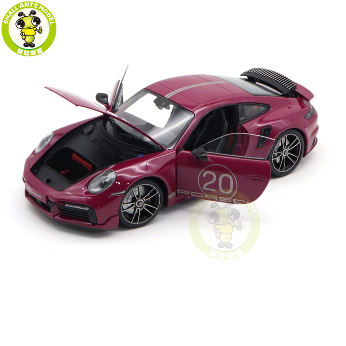 1/18 Minichamps Porsche 911 992 Turbo S Coupe Sport Design 2021 20th Anniversary Edition Diecast Model Toys Car Gifts For Husband Boyfriend Father