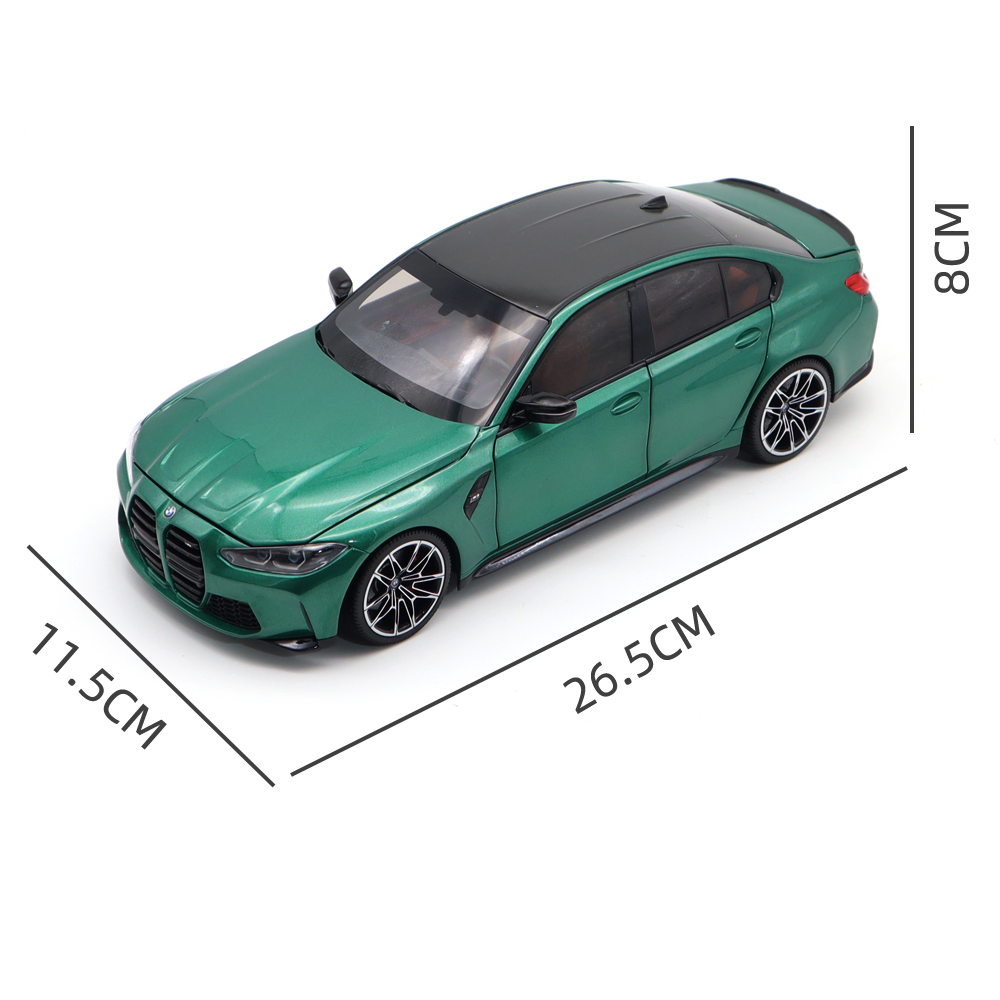 MINICHAMPS BMW M3 ストリート グリーン 1/18 Minichamps BMW M3 2020 G80 Green Metallic Diecast Model Toys