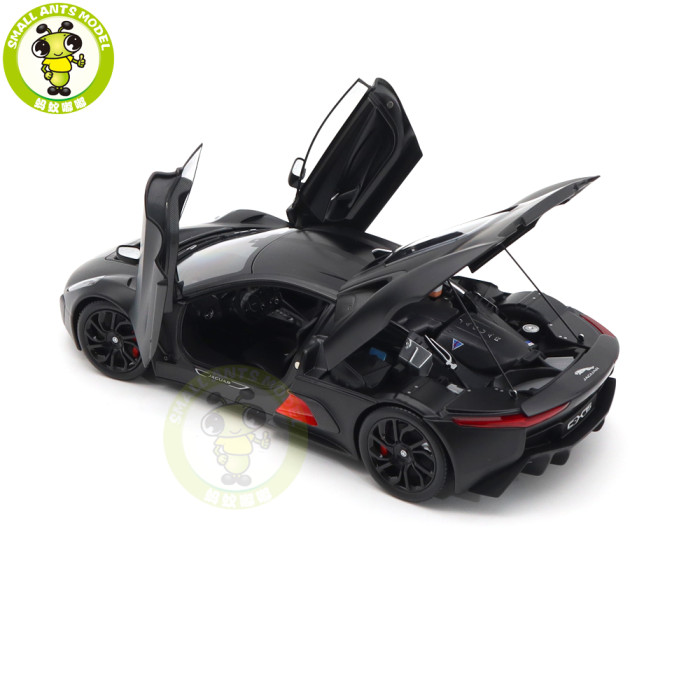 1/18 Land Rover Jaguar C-X75 Almost Real 810605 Satin Black With Gloss Black Stripes Diecast Model Car Gifts For Father Boyfriend Husband