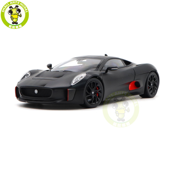 1/18 Land Rover Jaguar C-X75 Almost Real 810605 Satin Black With Gloss Black Stripes Diecast Model Car Gifts For Father Boyfriend Husband
