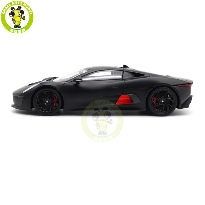 1/18 Land Rover Jaguar C-X75 Almost Real 810605 Satin Black With Gloss Black Stripes Diecast Model Car Gifts For Father Boyfriend Husband