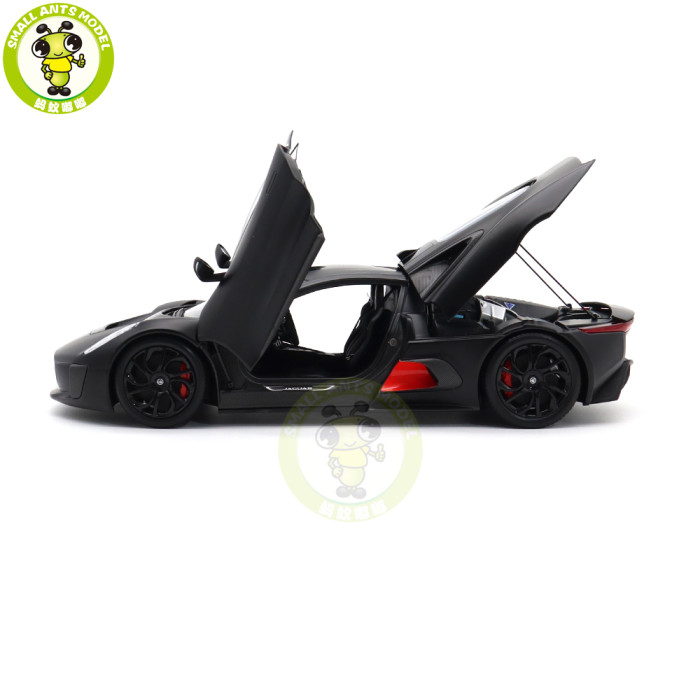 1/18 Land Rover Jaguar C-X75 Almost Real 810605 Satin Black With Gloss Black Stripes Diecast Model Car Gifts For Father Boyfriend Husband