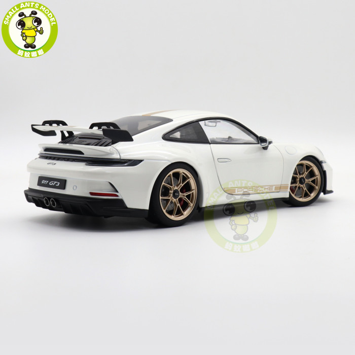 1/18 Porsche 911 992 GT3 2021 Norev 187319 White Gold Strips Diecast Model Toys Car Gifts For Husband Boyfriend Father