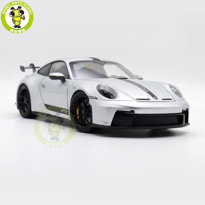 1/18 Porsche 911 992 GT3 2021 Norev 187317 Silver Black Strips Diecast Model Toys Car Gifts For Husband Boyfriend Father