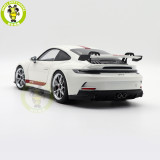 1/18 Porsche 911 992 GT3 2021 Norev 187306 White Red Strips Diecast Model Toys Car Gifts For Husband Boyfriend Father