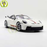 1/18 Porsche 911 992 GT3 2021 Norev 187306 White Red Strips Diecast Model Toys Car Gifts For Husband Boyfriend Father