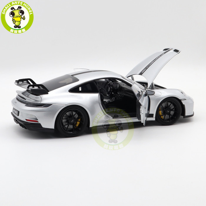 1/18 Porsche 911 992 GT3 2021 Norev 187317 Silver Black Strips Diecast Model Toys Car Gifts For Husband Boyfriend Father