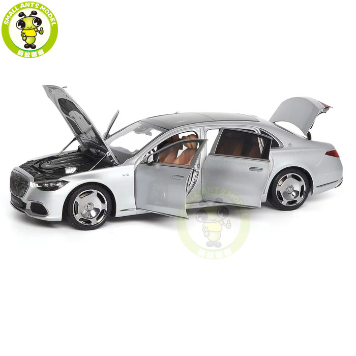 1/18 Mercedes Maybach S Class S680 2021 Almost Real 820118 Hightech Silver Diecast Model Toy Car Gifts For Friends Father