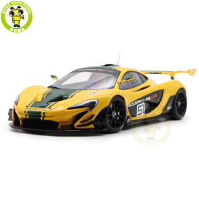 1/18 McLaren P1 GTR Geneva Motor Show 2015 #51 Autoart 81544 Yellow / Green Stripes Diecast Model Toy Car Gifts For Father Friends