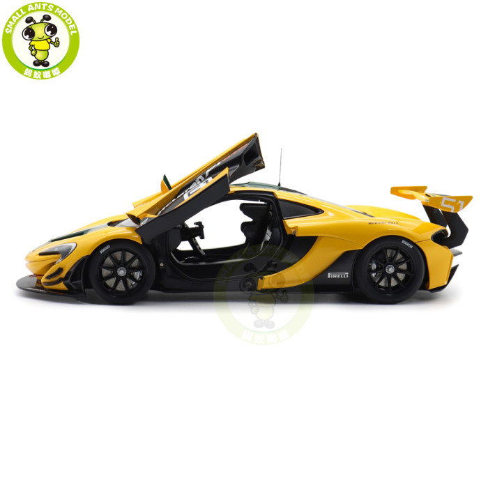 1/18 McLaren P1 GTR Geneva Motor Show 2015 #51 Autoart 81544 Yellow / Green Stripes Diecast Model Toy Car Gifts For Father Friends