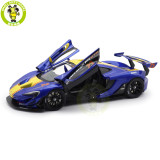 1/18 McLaren P1 GTR Autoart 81542 Metallic Blue / Yellow Stripes Diecast Model Toy Car Gifts For Father Friends