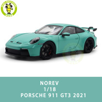 1/18 Porsche 911 992 GT3 2021 Norev 187384 Mint Green Diecast Model Toys Car Gifts For Friends Father