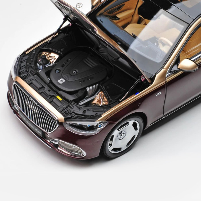 1/18 Mercedes Maybach S Class S680 2021 Z223 Almost Real 820122 Kalahari Gold / Rubellite Red Diecast Model Toy Car Gifts For Friends Father