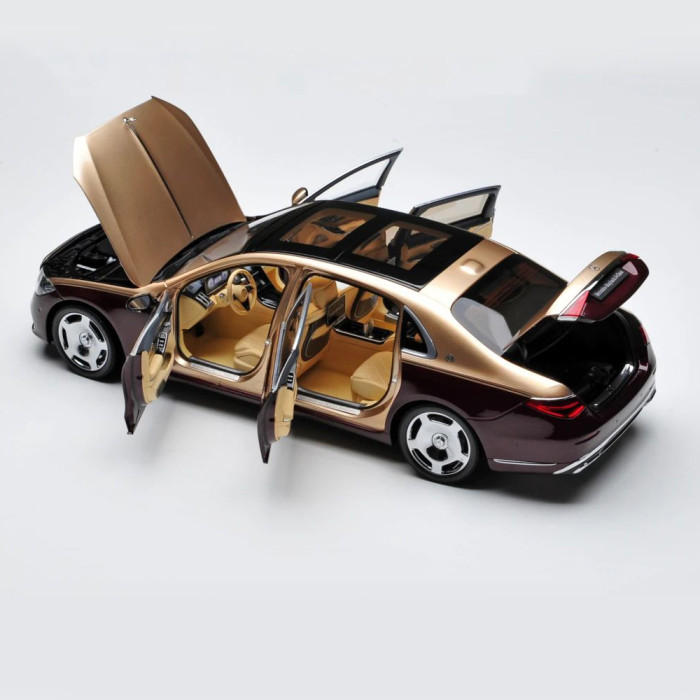 1/18 Mercedes Maybach S Class S680 2021 Z223 Almost Real 820122 Kalahari Gold / Rubellite Red Diecast Model Toy Car Gifts For Friends Father