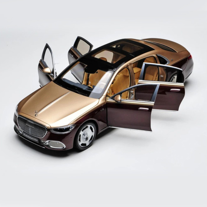 1/18 Mercedes Maybach S Class S680 2021 Z223 Almost Real 820122 Kalahari Gold / Rubellite Red Diecast Model Toy Car Gifts For Friends Father