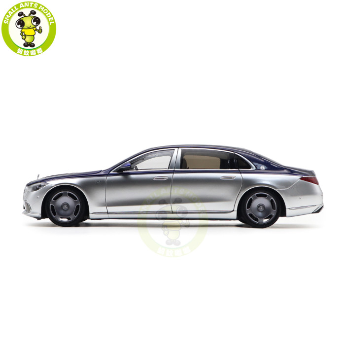 1/18 Mercedes Maybach S Class S680 2021 Almost Real 820125 Nautical Blue / Cirrus Silver Diecast Model Toy Car Gifts For Friends Father