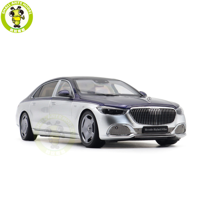 1/18 Mercedes Maybach S Class S680 2021 Almost Real 820125 Nautical Blue / Cirrus Silver Diecast Model Toy Car Gifts For Friends Father