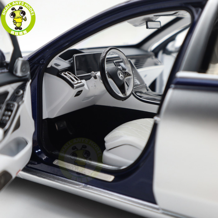 1/18 Mercedes Maybach S Class S680 2021 Almost Real 820125 Nautical Blue / Cirrus Silver Diecast Model Toy Car Gifts For Friends Father