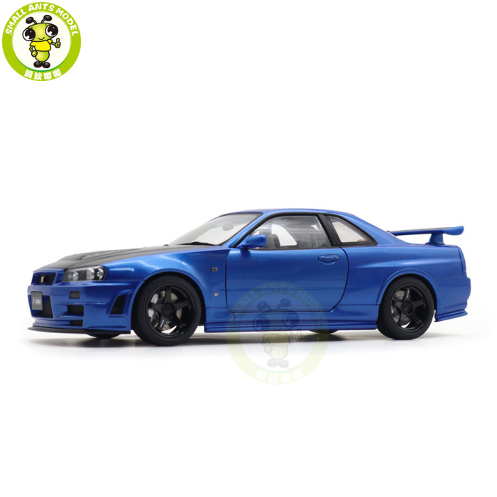 1/18 Nissan NISMO R34 GT-R Z-tune AUTOart 77460 Bayside Blue W / Carbon Bonnet Model Car