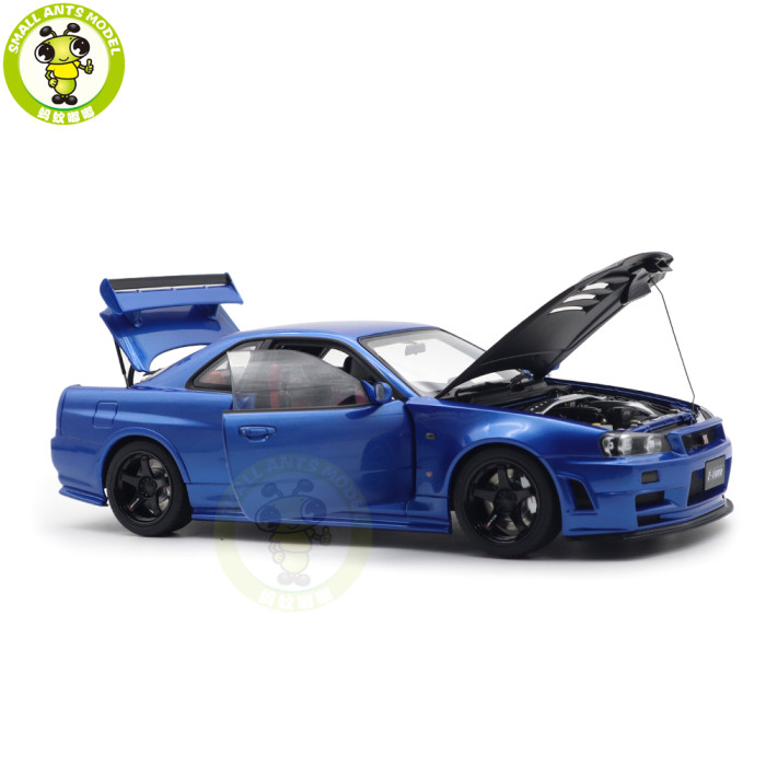 1/18 Nissan NISMO R34 GT-R Z-tune AUTOart 77460 Bayside Blue W / Carbon Bonnet Model Car