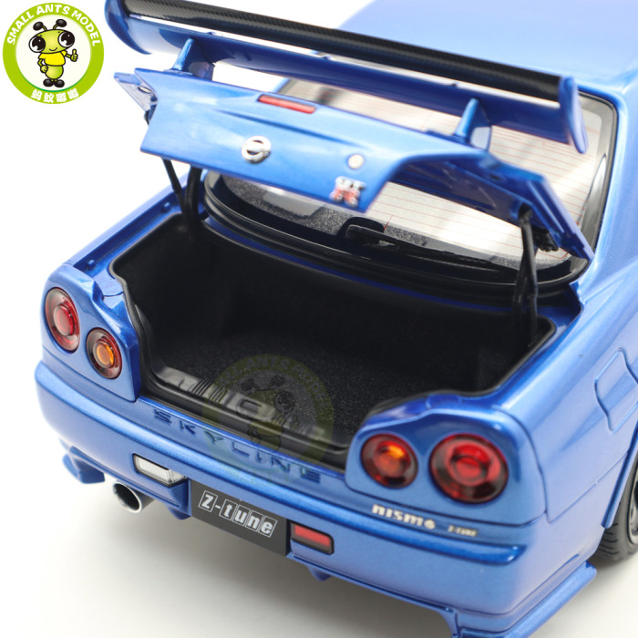 1/18 Nissan NISMO R34 GT-R Z-tune AUTOart 77460 Bayside Blue W / Carbon Bonnet Model Car