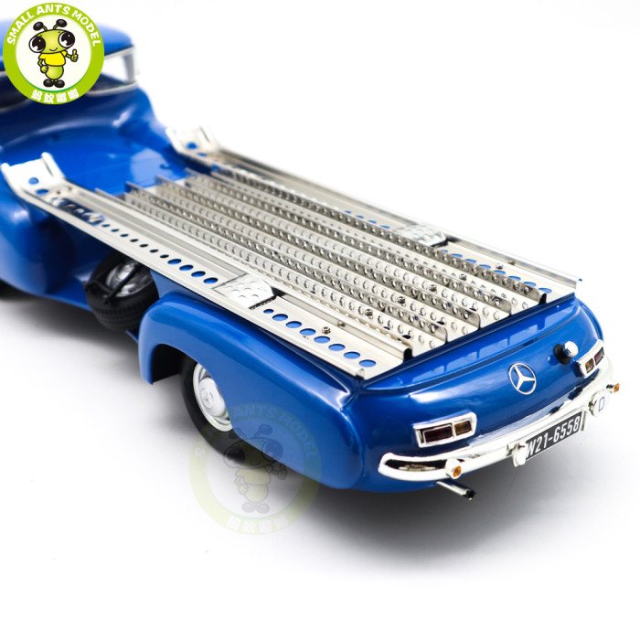1/18 IVY Mercedes Benz Renntransporter Blaues Wuuder Car Transporter 1954 Diecast Model Toy Car Gifts For Father Friends
