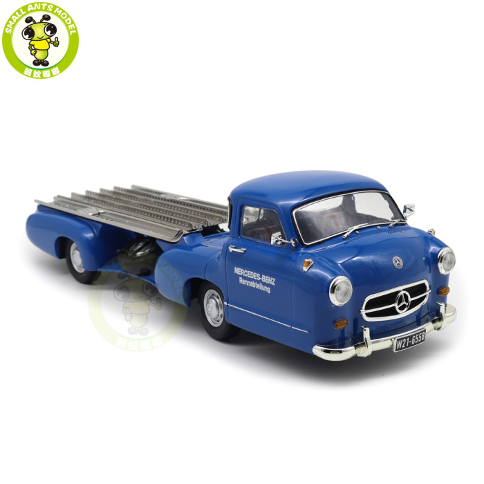 1/18 IVY Mercedes Benz Renntransporter Blaues Wuuder Car Transporter 1954 Diecast Model Toy Car Gifts For Father Friends