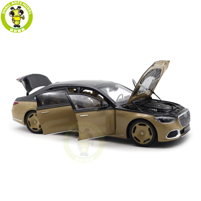 1/18 Mercedes Maybach S Class S680 2021 Almost Real 820124 Obsidian Black / Sand Diecast Model Toy Car Gifts For Friends Father