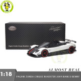 1/18 PAGANI ZONDA Cinque Roadster 2009 Bianco Benny Almost Real 850611001 Diecast Model Toys Car Boys Girls Gifts