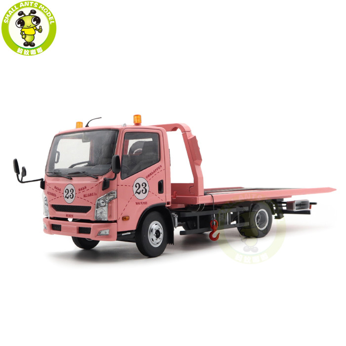 1/18 Naveco Car Rescue Vehicle Wrecker Flatbed Trailer Pink Pig Diecast Model Toy Car Gifts For Friends Father