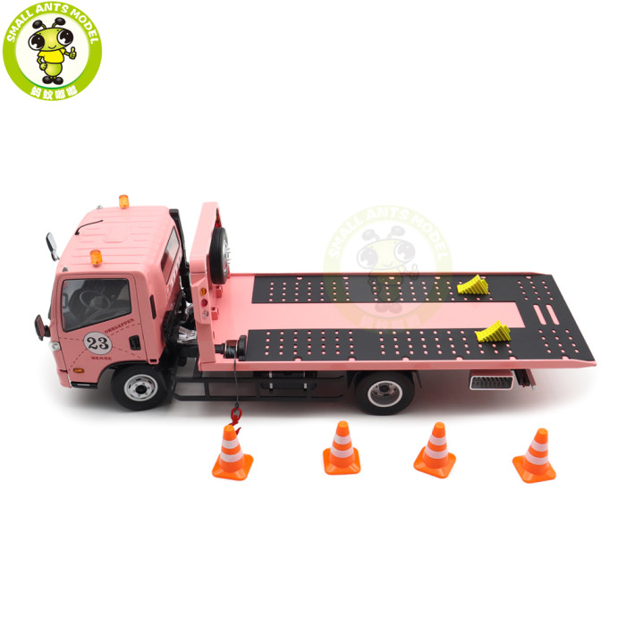 1/18 Naveco Car Rescue Vehicle Wrecker Flatbed Trailer Pink Pig Diecast Model Toy Car Gifts For Friends Father