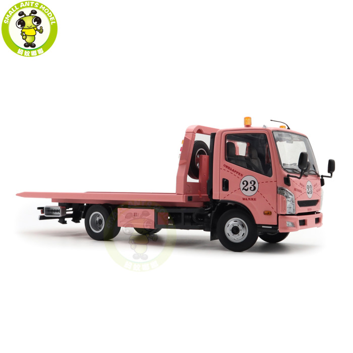 1/18 Naveco Car Rescue Vehicle Wrecker Flatbed Trailer Pink Pig Diecast Model Toy Car Gifts For Friends Father