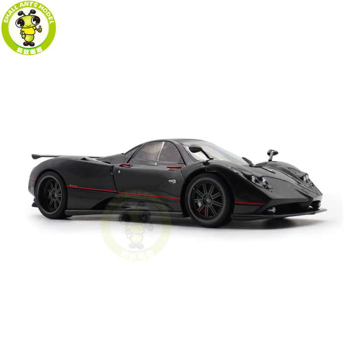 1/18 PAGANI ZONDA F 2005 Almost REAL 850410001 Gloss Carbon Black with Red Stripe Diecast Model Toy Car Gifts For Friends Father