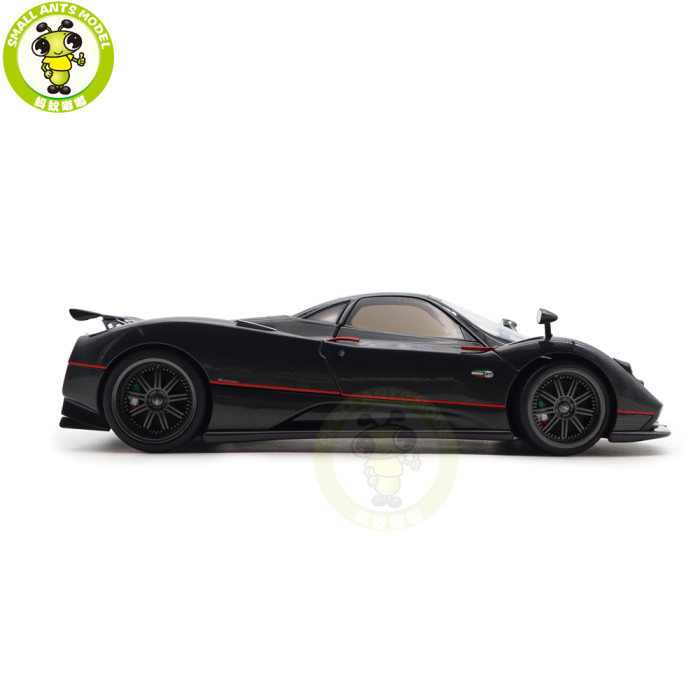 1/18 PAGANI ZONDA F 2005 Almost REAL 850410001 Gloss Carbon Black with Red Stripe Diecast Model Toy Car Gifts For Friends Father