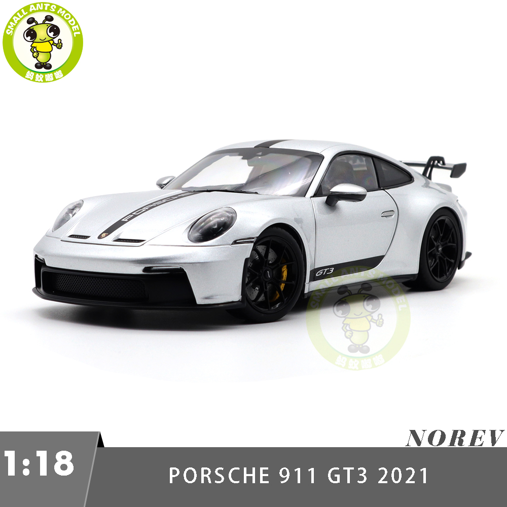 1/18 Porsche 911 992 GT3 2021 Norev 187317 Silver Black Strips