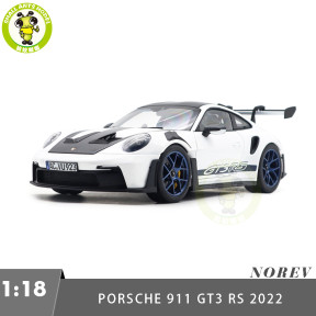 1/18 Porsche 911 992 GT3 RS 2022 Norev 187353 Weissach Pack White/Indigoblue Diecast Model Toys Car Gifts For Friends Father