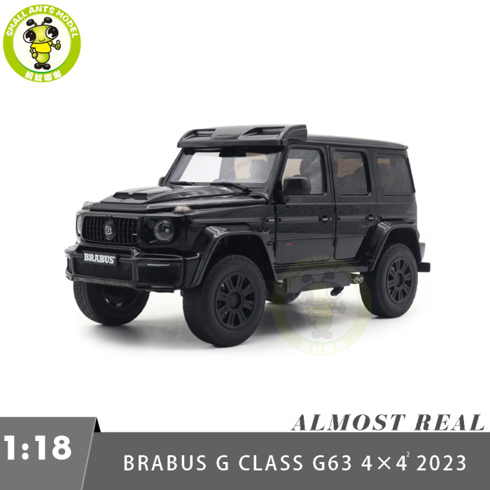 1/18 Benz Brabus G63 G Class 4×4² 2023 Almost Real 860541 Obsidian Black Diecast Model Toy Car Gifts For Friends Father
