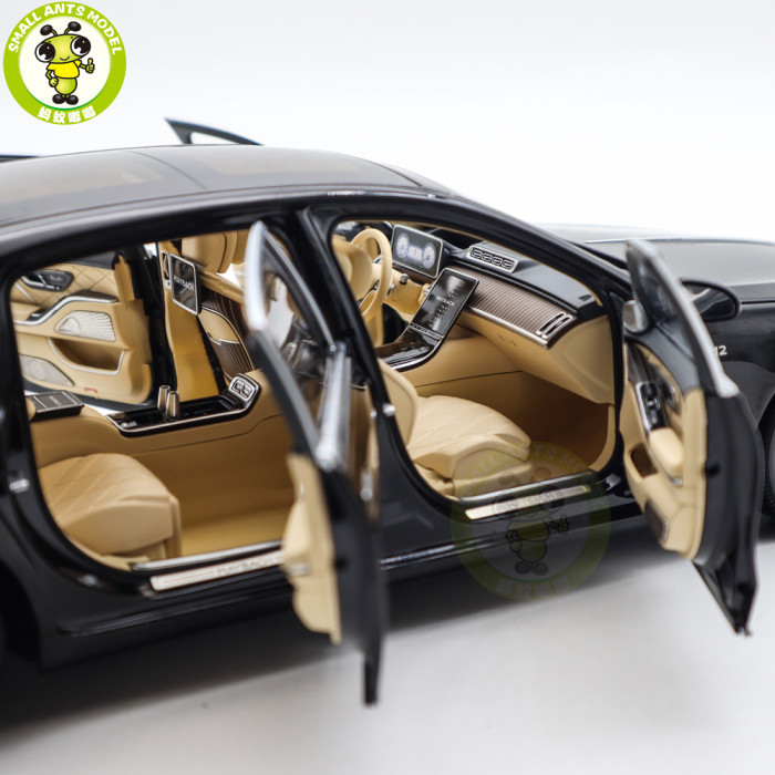 1/18 Mercedes Maybach S Class S680 2021 Almost Real 820114 Obsidian Black Diecast Model Toy Car Gifts For Friends Father