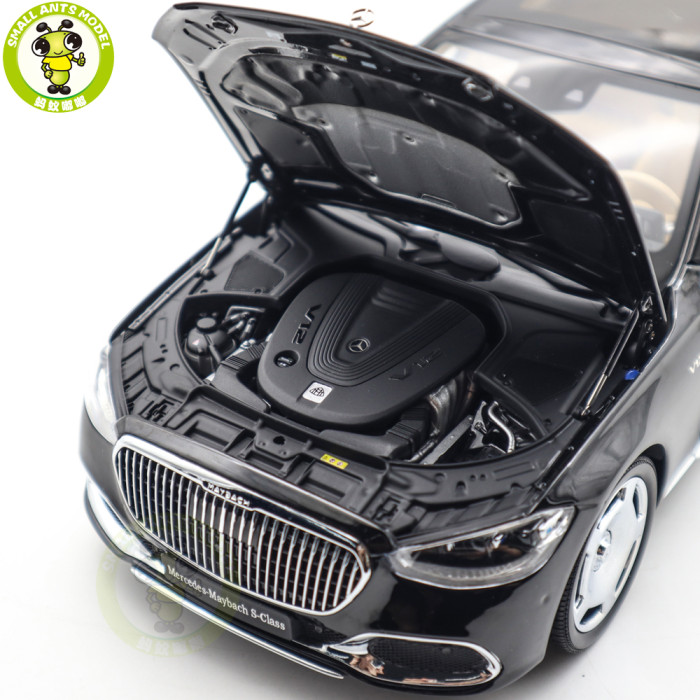 1/18 Mercedes Maybach S Class S680 2021 Almost Real 820114 Obsidian Black Diecast Model Toy Car Gifts For Friends Father