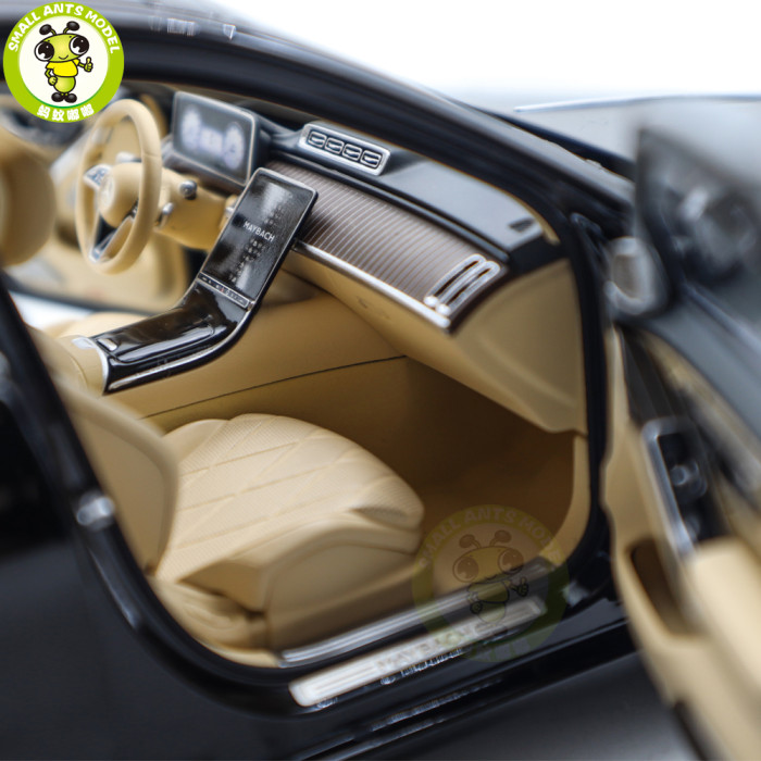 1/18 Mercedes Maybach S Class S680 2021 Almost Real 820114 Obsidian Black Diecast Model Toy Car Gifts For Friends Father