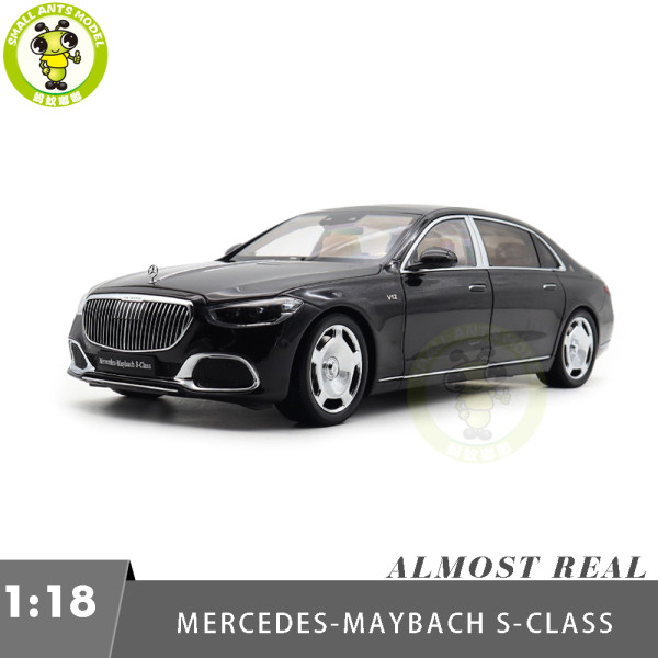 1/18 Mercedes Maybach S Class S680 2021 Almost Real 820115 Obsidian Black Diecast Model Toy Car Gifts For Friends Father