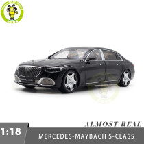 1/18 Mercedes Maybach S Class S680 2021 Almost Real 820114 Obsidian Black Diecast Model Toy Car Gifts For Friends Father