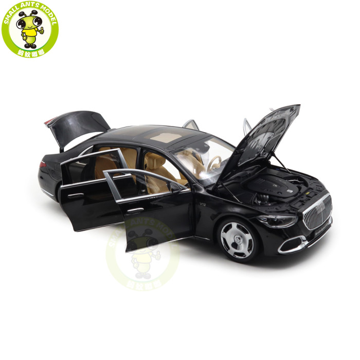 1/18 Mercedes Maybach S Class S680 2021 Almost Real 820114 Obsidian Black Diecast Model Toy Car Gifts For Friends Father