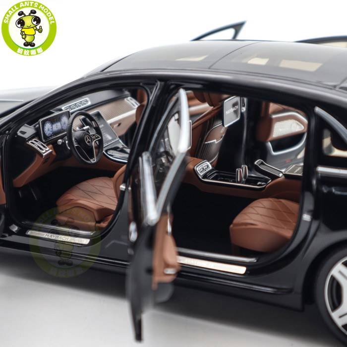 1/18 Mercedes Maybach S Class S680 2021 Almost Real 820114 Obsidian Black Diecast Model Toy Car Gifts For Friends Father