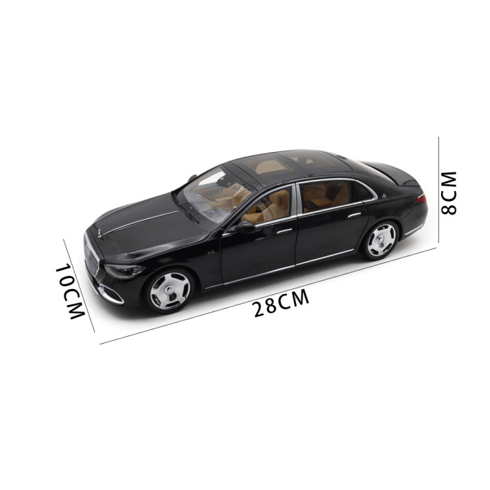 1/18 Mercedes Maybach S Class S680 2021 Almost Real 820114 Obsidian Black Diecast Model Toy Car Gifts For Friends Father