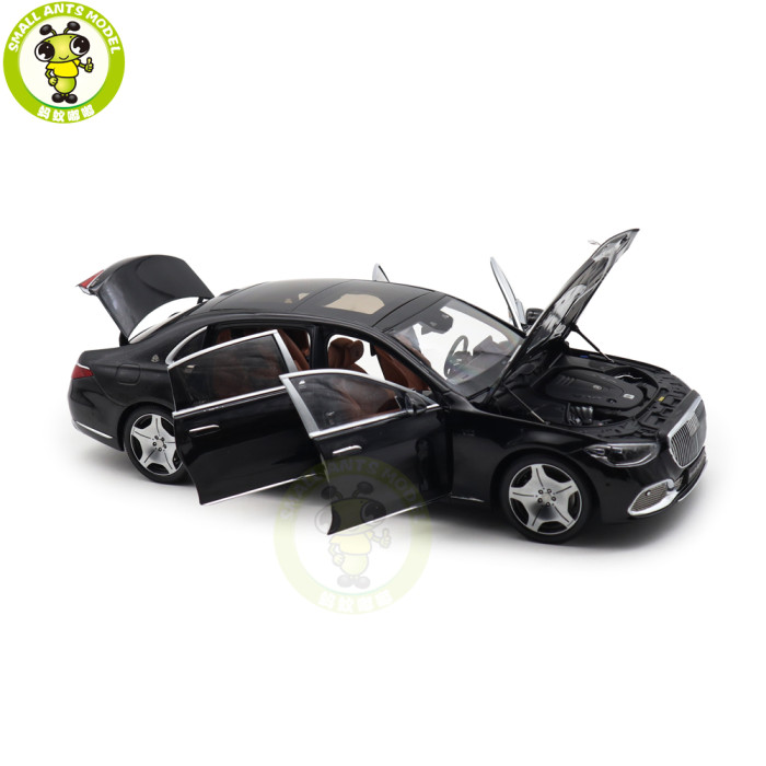 1/18 Mercedes Maybach S Class S680 2021 Almost Real 820114 Obsidian Black Diecast Model Toy Car Gifts For Friends Father