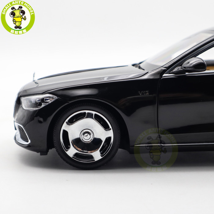 1/18 Mercedes Maybach S Class S680 2021 Almost Real 820114 Obsidian Black Diecast Model Toy Car Gifts For Friends Father