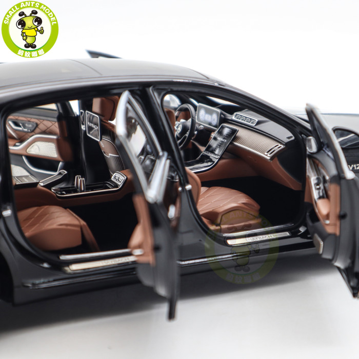 1/18 Mercedes Maybach S Class S680 2021 Almost Real 820114 Obsidian Black Diecast Model Toy Car Gifts For Friends Father