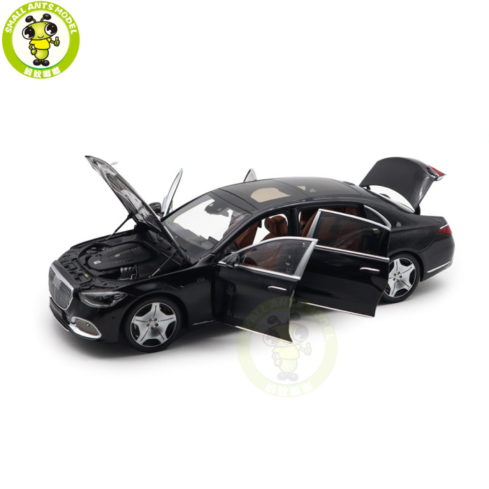 1/18 Mercedes Maybach S Class S680 2021 Almost Real 820114 Obsidian Black Diecast Model Toy Car Gifts For Friends Father